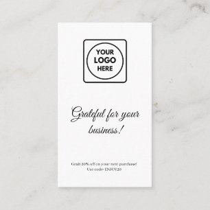 Thank You Logo   Modern White Business Design Discount Card