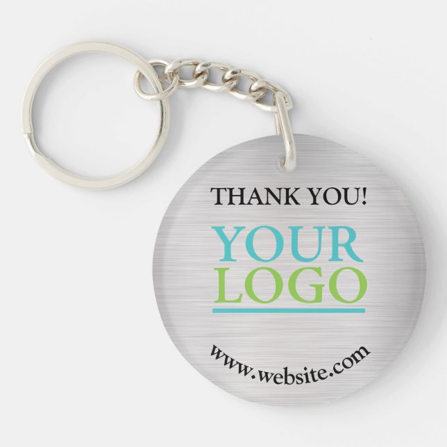Thank You, Logo, Name Website, Brushed Silver Vs 2 Keychain (Front)