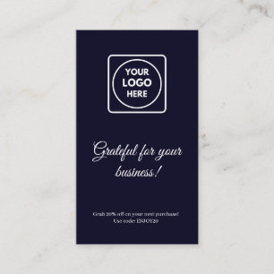 Thank You Logo   Navy Blue Business Design Discount Card