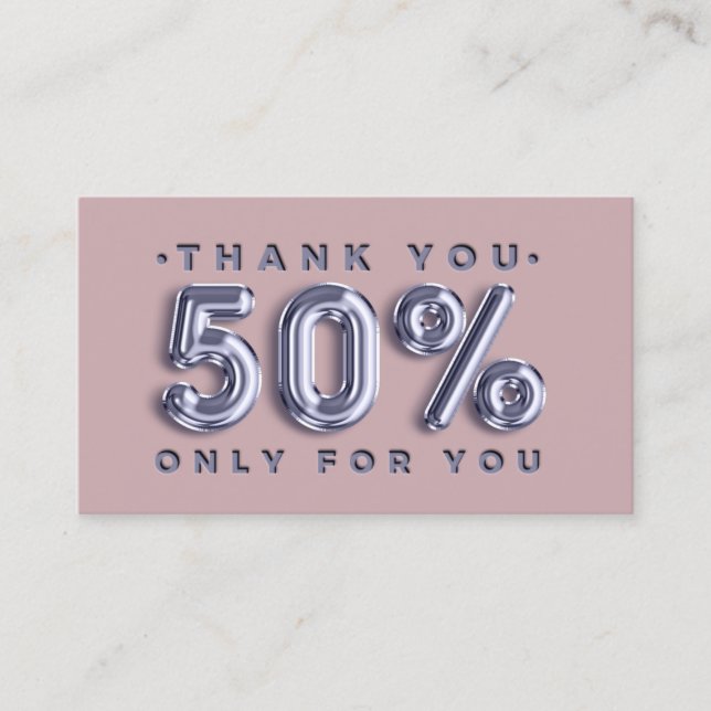 Thank You Logo QRCODE 50%OFF Discount Code Business Card (Front)