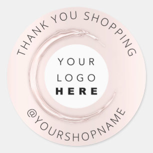 Thank You Logo Rose Small Business IG Name Classy Classic Round Sticker