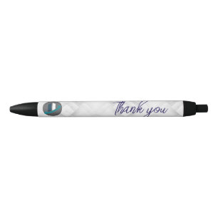 Thank you & Logo white Black Ink Pen