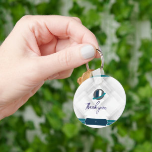 Thank you & Logo white Keychain