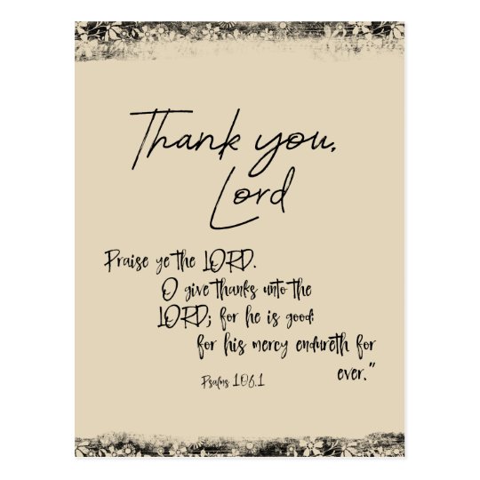 Thank you Lord with Psalms Bible Verse Postcard | Zazzle.ca