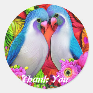 Thank You Love Birds Classic Round Sticker 