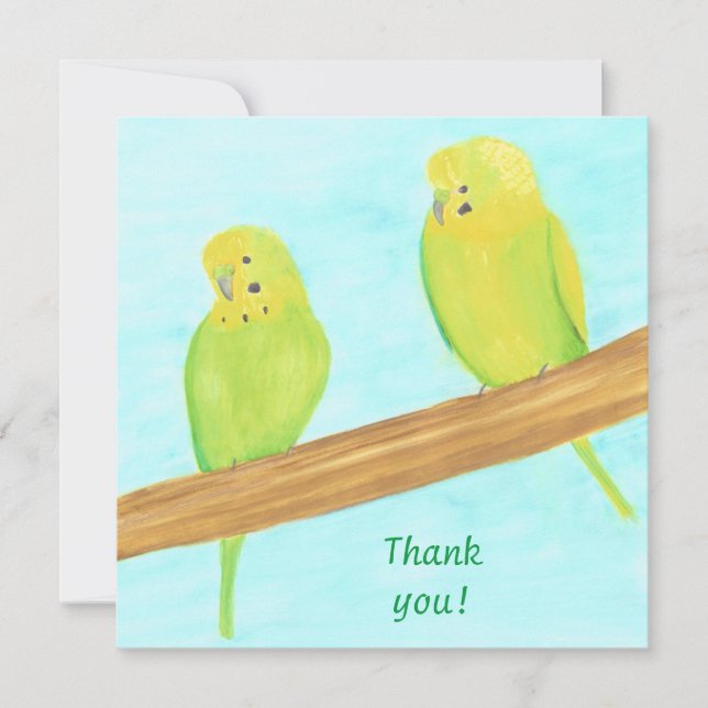 Thank you, Love Birds Parakeets cards (Front)
