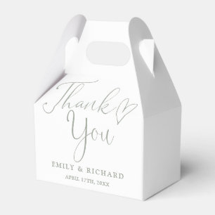 Thank You Love Heart Sage Green Wedding Favor Box