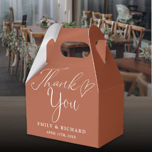 Thank You Love Heart Terracotta Wedding Favor Box