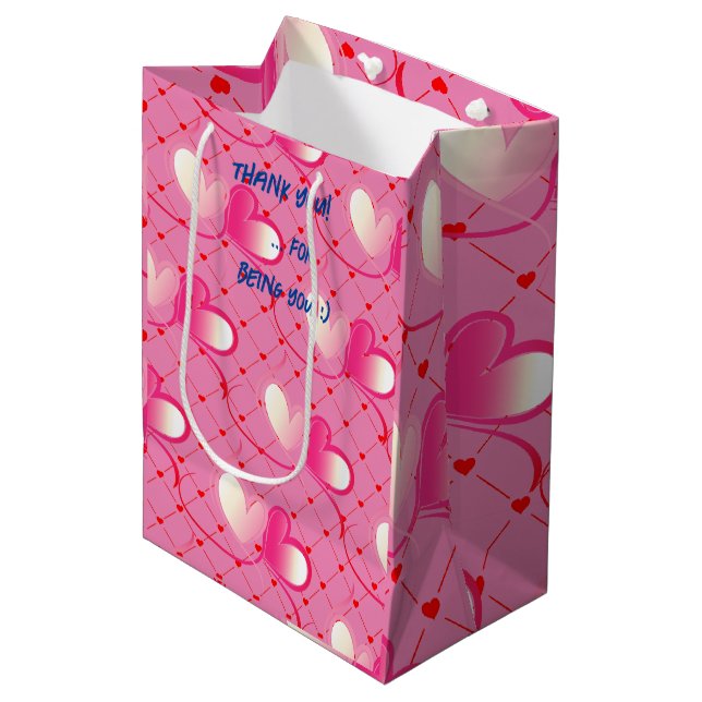 Thank You - Love - Valentine's Day Medium Gift Bag (Front Angled)