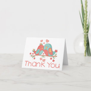 Thank You Lovebirds Blue Green Turquoise Wedding Card