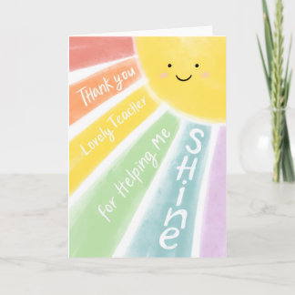 Thank You Lovely Teacher for Shining Card 