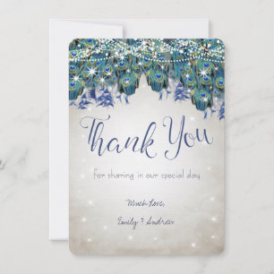Thank You Luxe Peacock Navy Aqua Silver Wedding