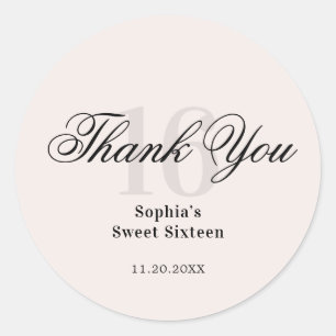 Thank You Luxury Elegant Pink Sweet 16 Classic Round Sticker