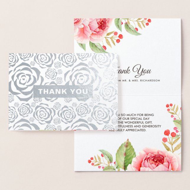 Thank You Luxury Real Foil Floral Wedding Cards (Display)