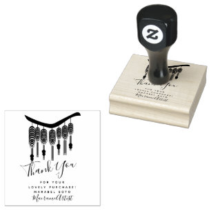 Thank You Macrame Hanging Business Logo Rubber Stamp