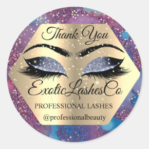 Thank YOU Makeup Artist Eyes Blue Violet Classic Round Sticker