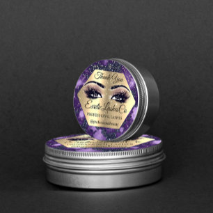 Thank YOU Makeup Artist Purple Rose Eyelashes Classic Round Sticker