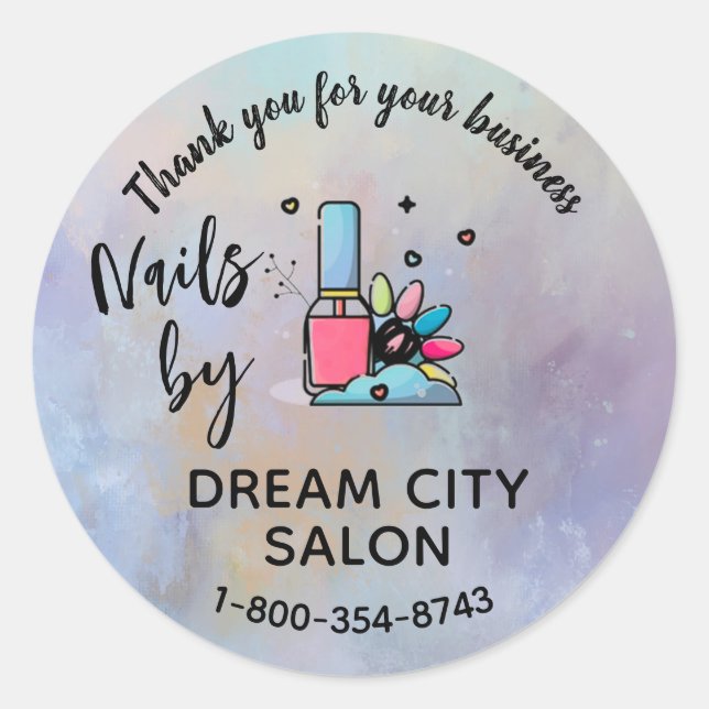 Thank You Manicure Nail Salon Small Business  Classic Round Sticker (Front)