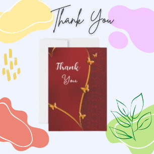 Thank You Map, Red Gold Heart Greeting Card
