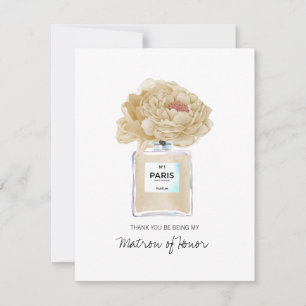 Thank You Matron of Honour Champagne Peony Card
