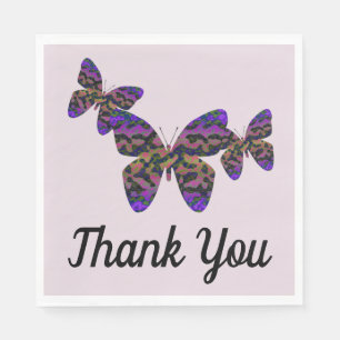 Thank You Meal Colourful Butterflies Appreciation Napkin