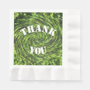 Thank You Meal Green Swirl Abstract Appreciation Napkin
