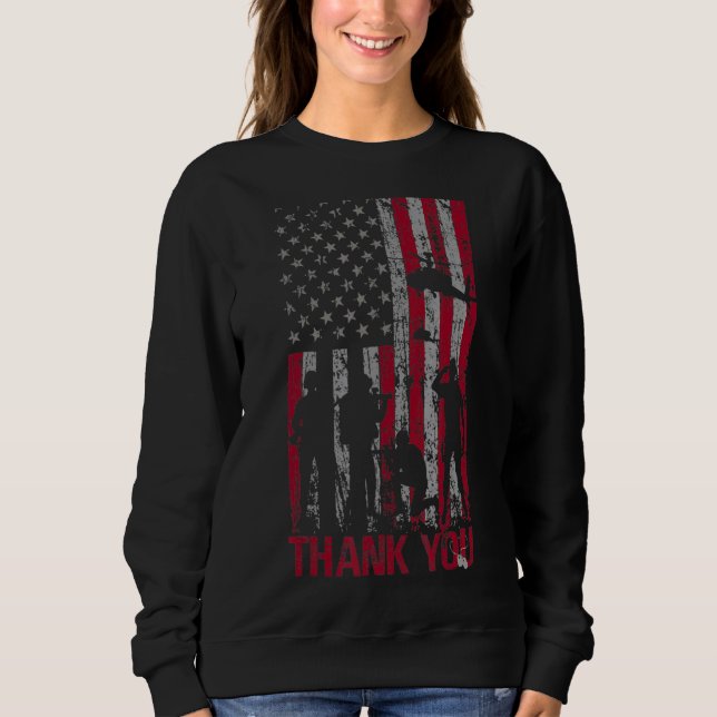 Thank You Memorial Day Veteran Military Flag Ameri Sweatshirt (Front)
