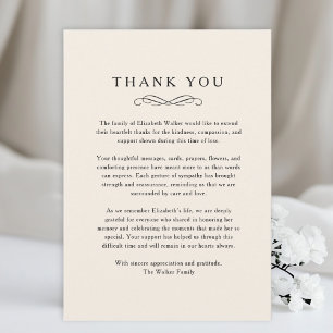 Thank you - Memorial Funeral Beige Card