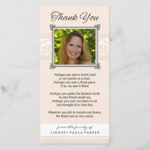 Thank You Memorial Peach & White Photo Card