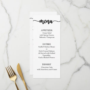 Thank You Menu Card, Reception Menu Thank You