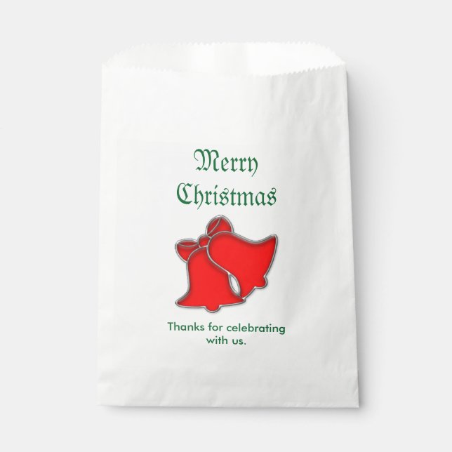 Thank You, Merry Christmas Red Bells Your Message Favour Bag (Front)