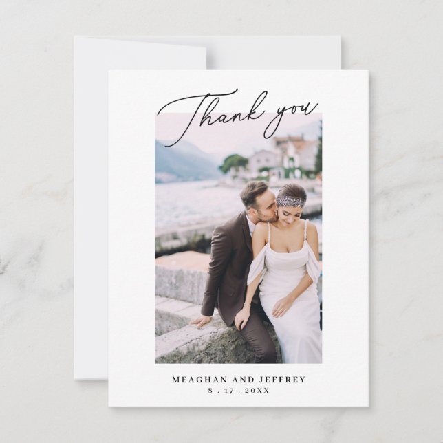 Thank You Message Wedding Couple Photo Card (Front)