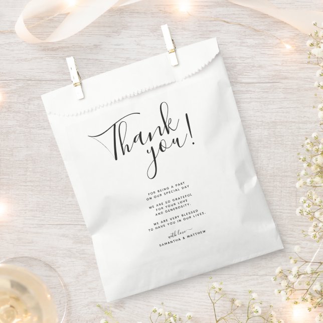 Thank You Message Wedding  Favour Bag (Clipped)