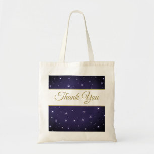 Thank You Midnight Blue White Stars Reception Tote Bag