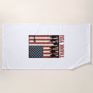 Thank You Military American Flag Shirt Design_1 Beach Towel