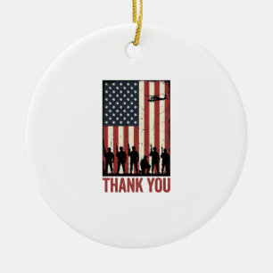 Thank You Military American Flag Shirt Design_1 Ceramic Ornament