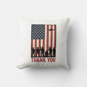 Thank You Military American Flag Shirt Design_1 Throw Pillow