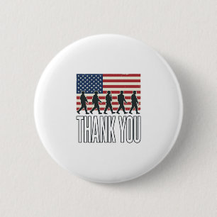 Thank You Military Flag Silhouette Vintage Shirt D 2 Inch Round Button