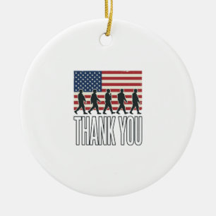 Thank You Military Flag Silhouette Vintage Shirt D Ceramic Ornament