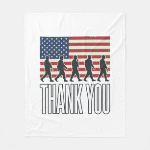 Thank You Military Flag Silhouette Vintage Shirt D Fleece Blanket