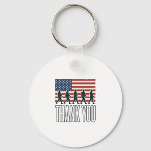 Thank You Military Flag Silhouette Vintage Shirt D Keychain