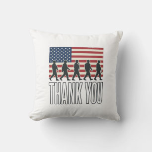 Thank You Military Flag Silhouette Vintage Shirt D Throw Pillow