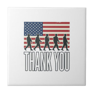 Thank You Military Flag Silhouette Vintage Shirt D Tile
