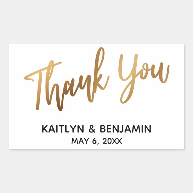 Thank You Minimal Gold Handwriting Typography Sticker (Front)
