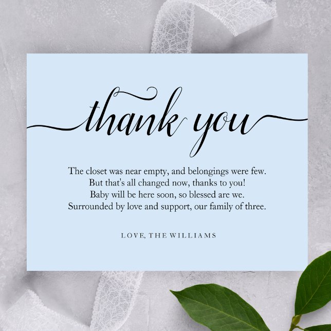 Thank You minimalist baby shower simple blue Card (Creator Uploaded)