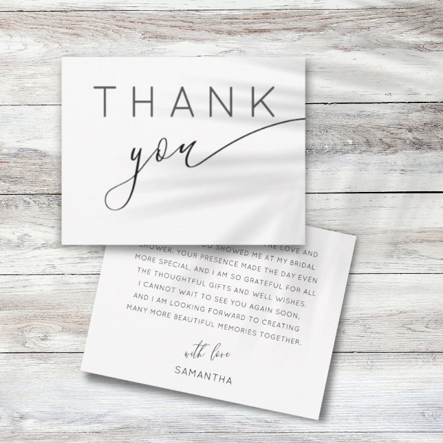 Thank you Minimalist Black & White Bridal Shower  Card (Creator Uploaded)