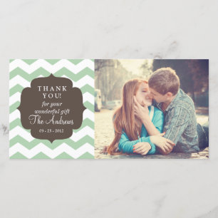 Thank You Mint Chevron Stripes Card