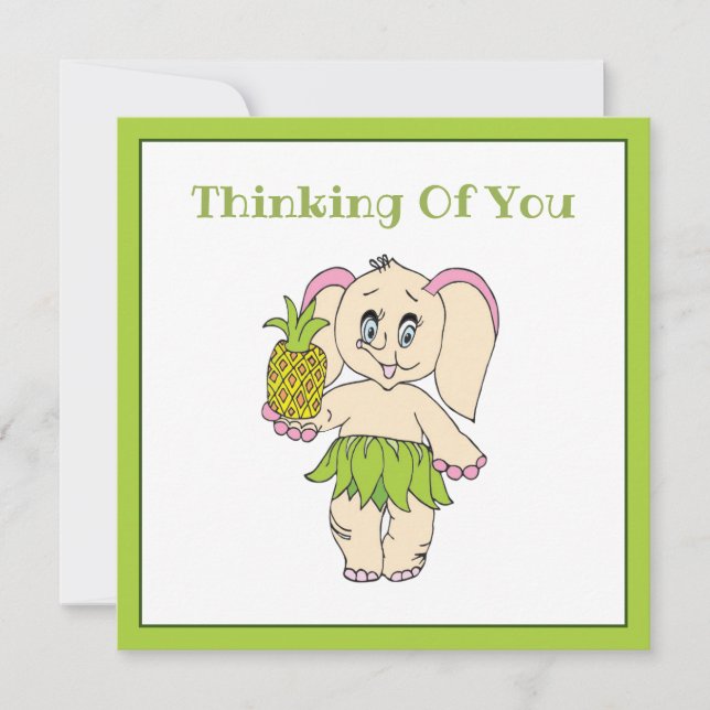 Thank You Mint  Floral Pinapple And Elephant Card (Front)