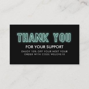 Thank you Mint Neon Instagram Discount Business Card