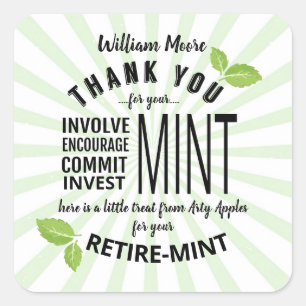 thank you mint retirement involvement commitment square sticker